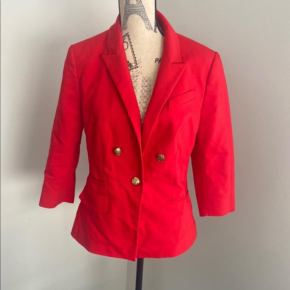 Express Red Blazer Tailored Fit Notched Lapels